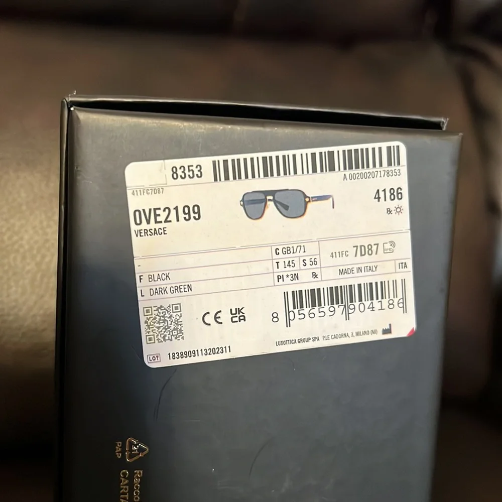 Versace unisex Ve2199 Medusa logo aviator sunglasses NWB - Picture 8 of 8